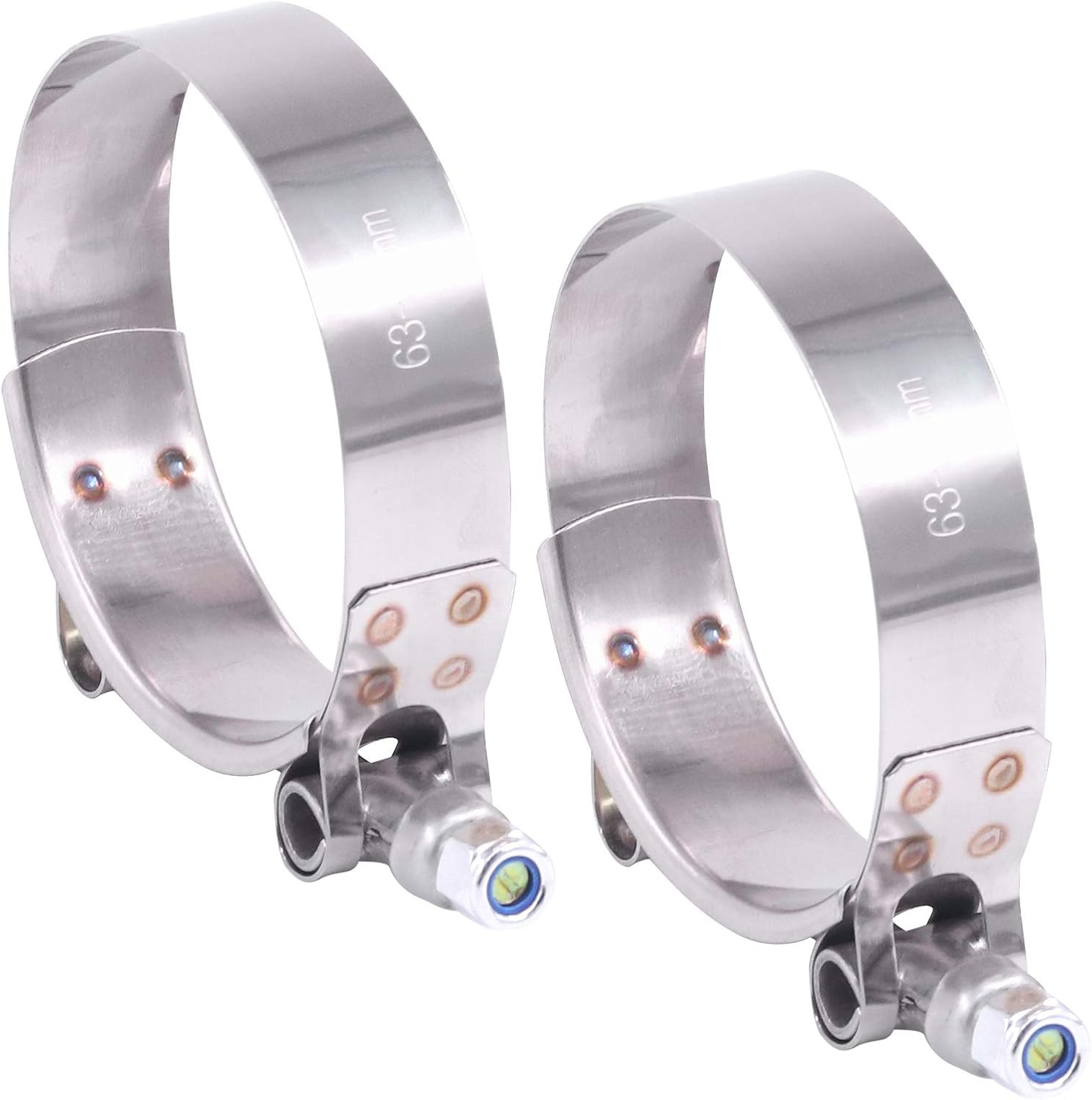 Hilitchi 2Pcs Stainless Steel T-Bolt Clamps with Rounded Band Edges Heavy Duty Turbo Intake Intercooler Clamp (72-80MM) for 2 3/4 Inch image number 6