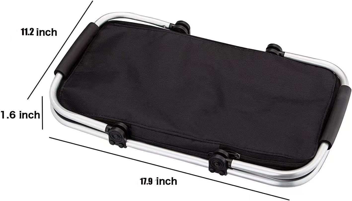 Picnic Basket Cooler Grocery Bag Laundry Basket Collapsible Portable Foldable Insulated Strong Aluminum Frame Handle for Travel, Shopping, Camping Colour Sent at Random image number 5