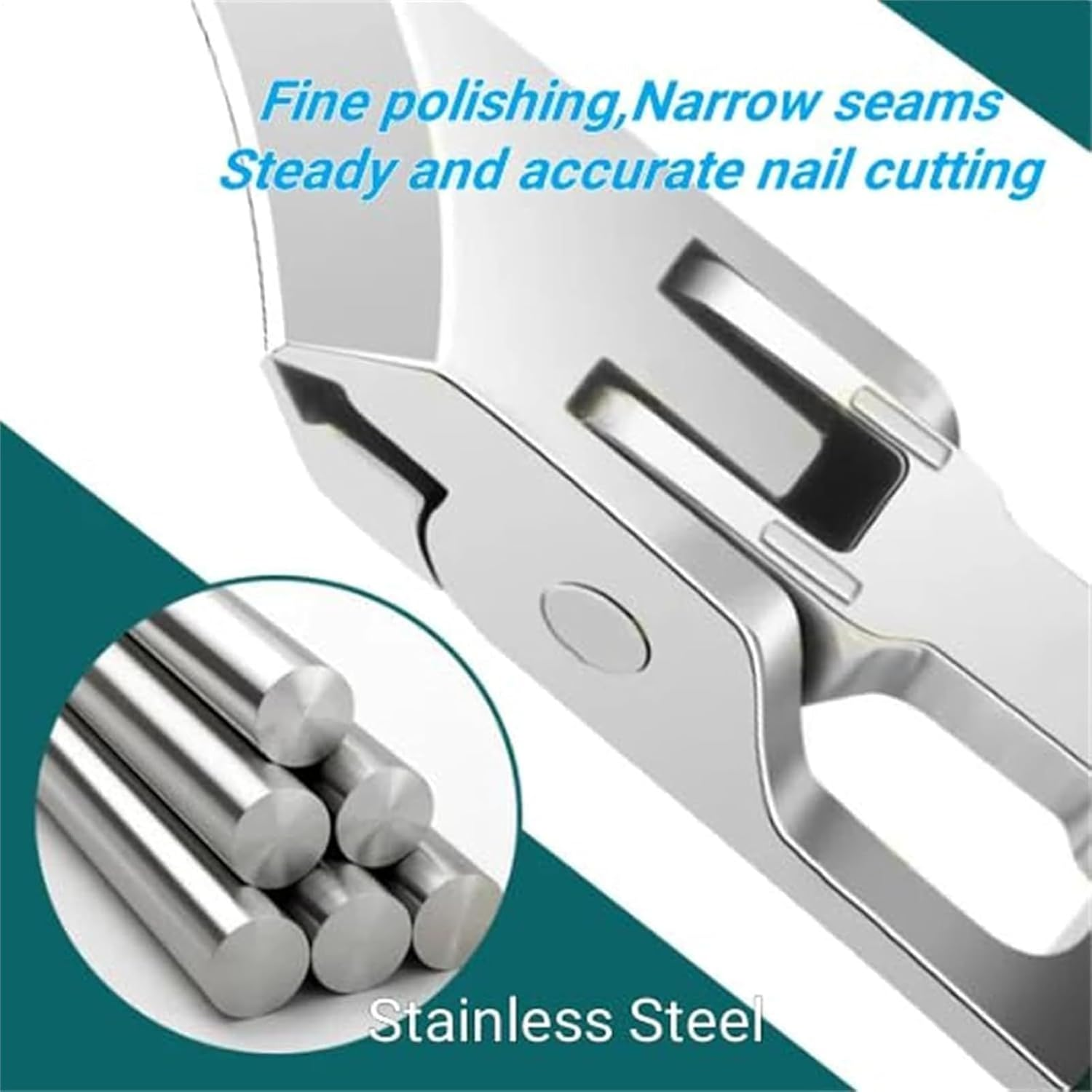 Angled Nail Clippers,Stainless Steel Fingernail Cutter - Portable Anti-Splash Non-Slip Wide Nail Clippers for Salon Home Women Travel Seniors Grooming Kids - Green image number 4