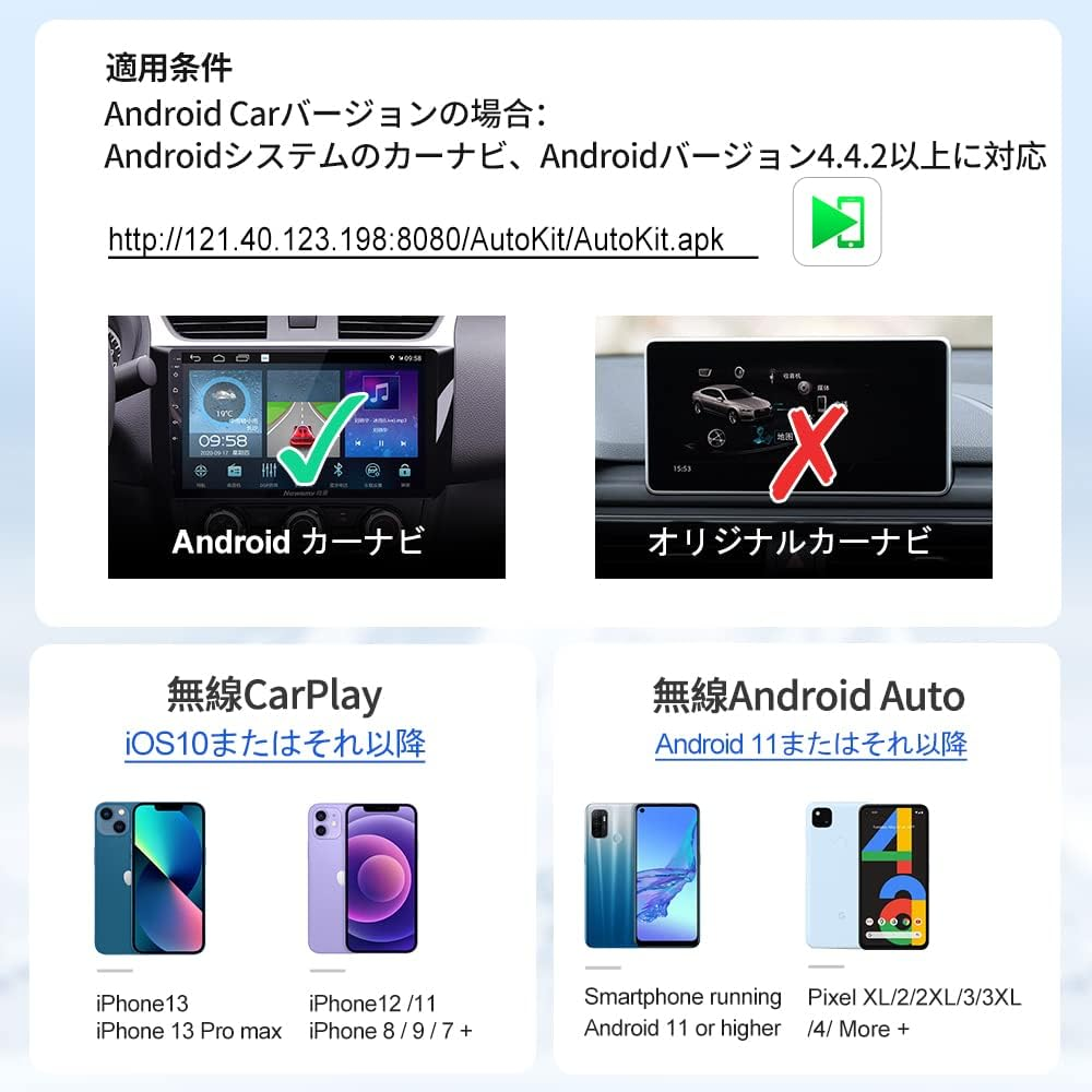Carlinkit Aftermarket Wireless Carplay/Android Adapter, Only for Aftermarket Car Radio with Android System, Support Online Update, Apple Android Screen Mirroring, Plug & Play, Screen Mirroring image number 5