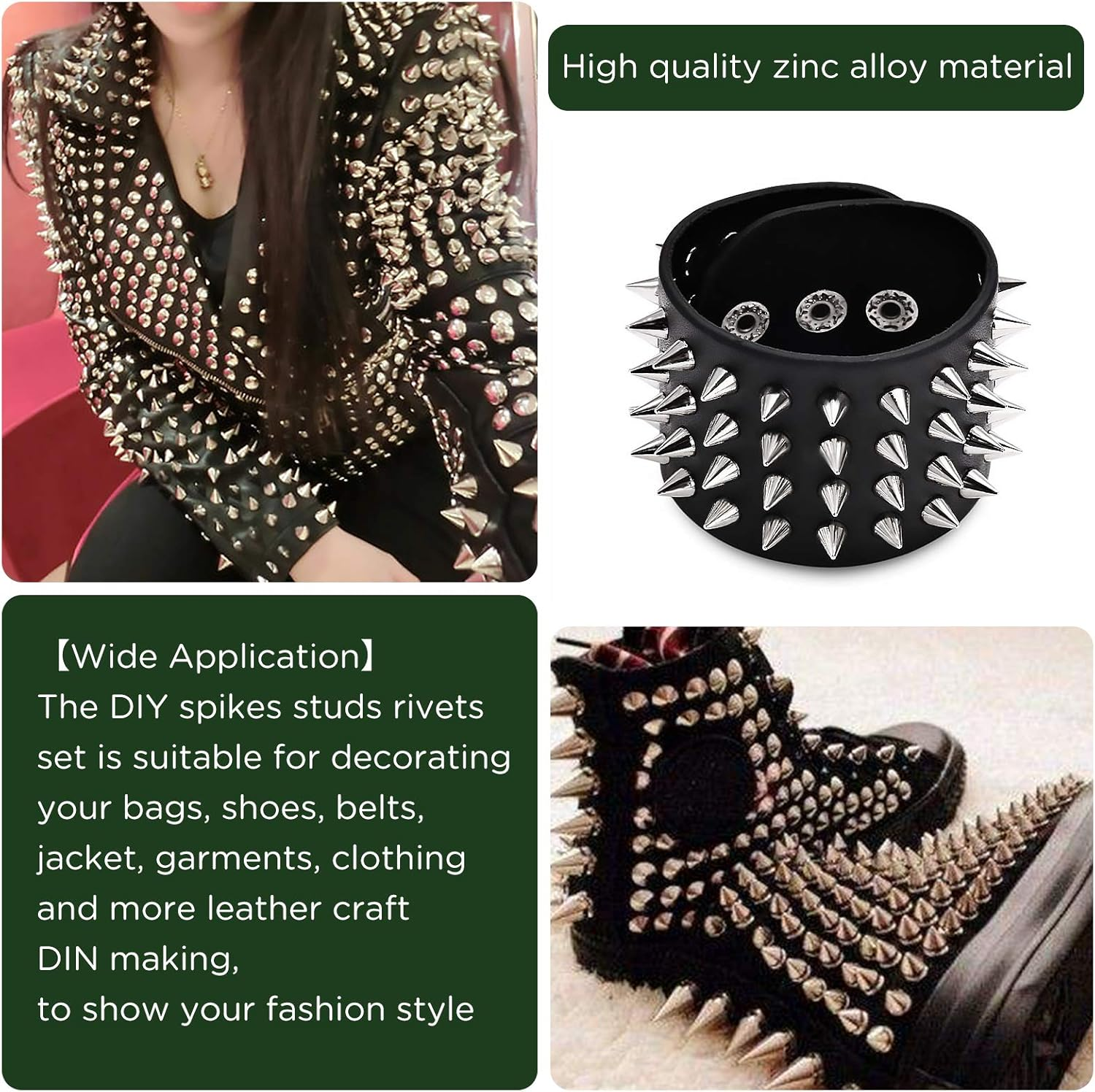 LUTER 200 Sets/Pairs 7X9.5Mm Bullet Cone Spikes and Studs Gun Metal Screw Back Studs DIY Craft Rivets Punk for Clothing Shoes Leather Belts Bag (Gun Black) image number 5