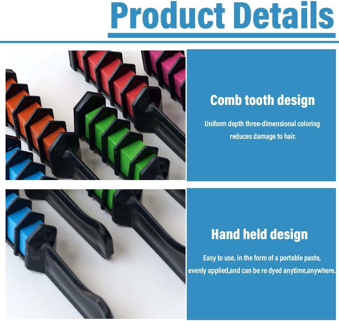 OUDQFCJ 10 Washable Colours Temporary Hair Chalk Comb Hair Chalk for Girls and Children Ideal for Halloween Christmas Birthdays Colourful image number 1