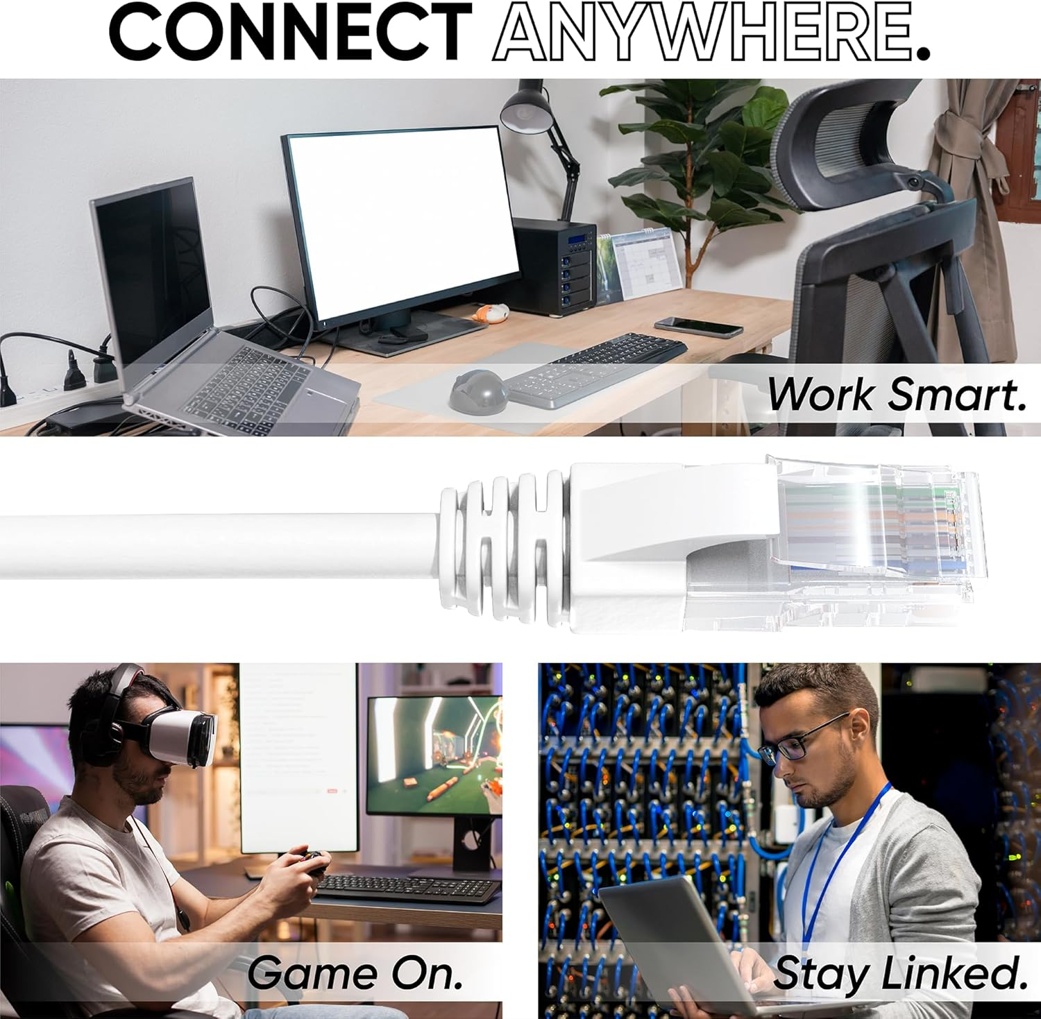 Mr. Tronic White Cat 6 Ethernet Cable 25M, LAN Ethernet Network Cable with RJ45 Ends Connectors, Internet Cable Compatible with Cat 7 / Cat 8 | AWG24 Patch Cable, UTP Cat6 CCA Cable (25 Meter, White) image number 4