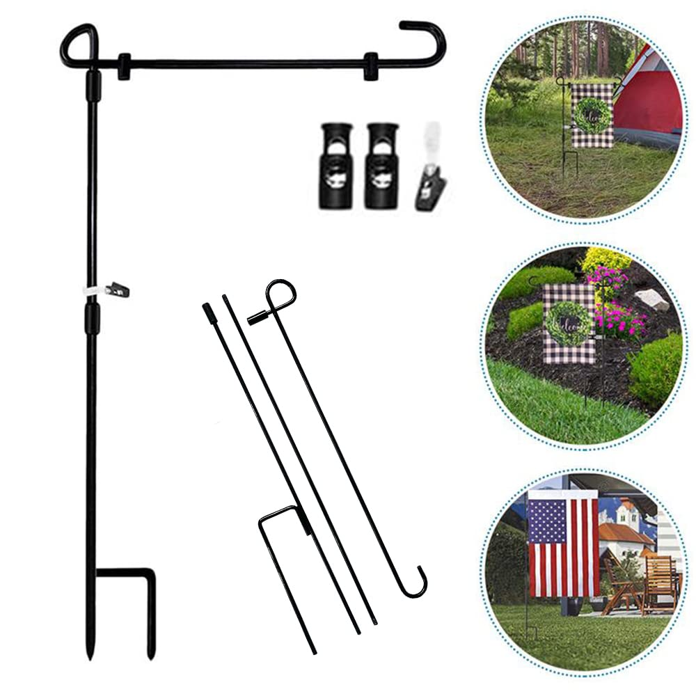 SHARE&CARE Garden Flag Stand, Garden Flag Pole Holder with 1 Tiger Clip and 2 Spring Stoppers (1 Pack) image number 4