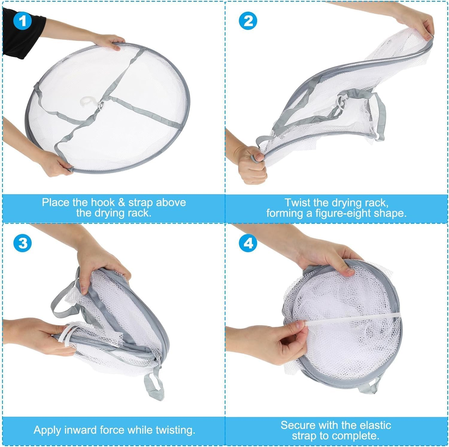 Limcryspp Double-Layer Clothes Drying Rack, Foldable Mesh Drying Rack, Foldable Hanging Net Dryer, Underwear, Etc image number 6