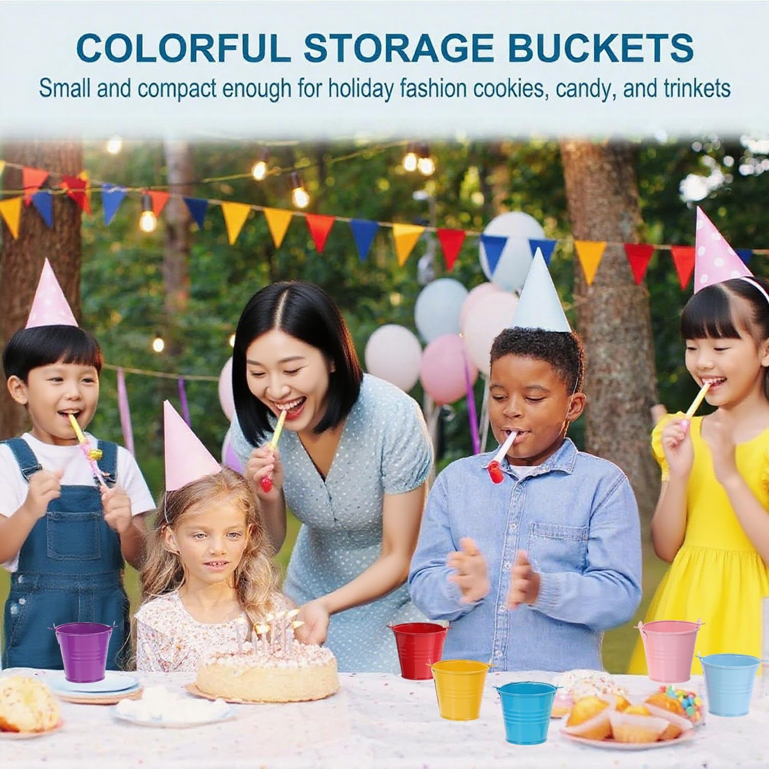 6 Pcs Candy Color Small Iron Buckets, Mini Metal Storage Buckets with Lightweight Handle, Retro Classic Design for Candy Party Favors, Garden Planting, Home Decor, Crafts