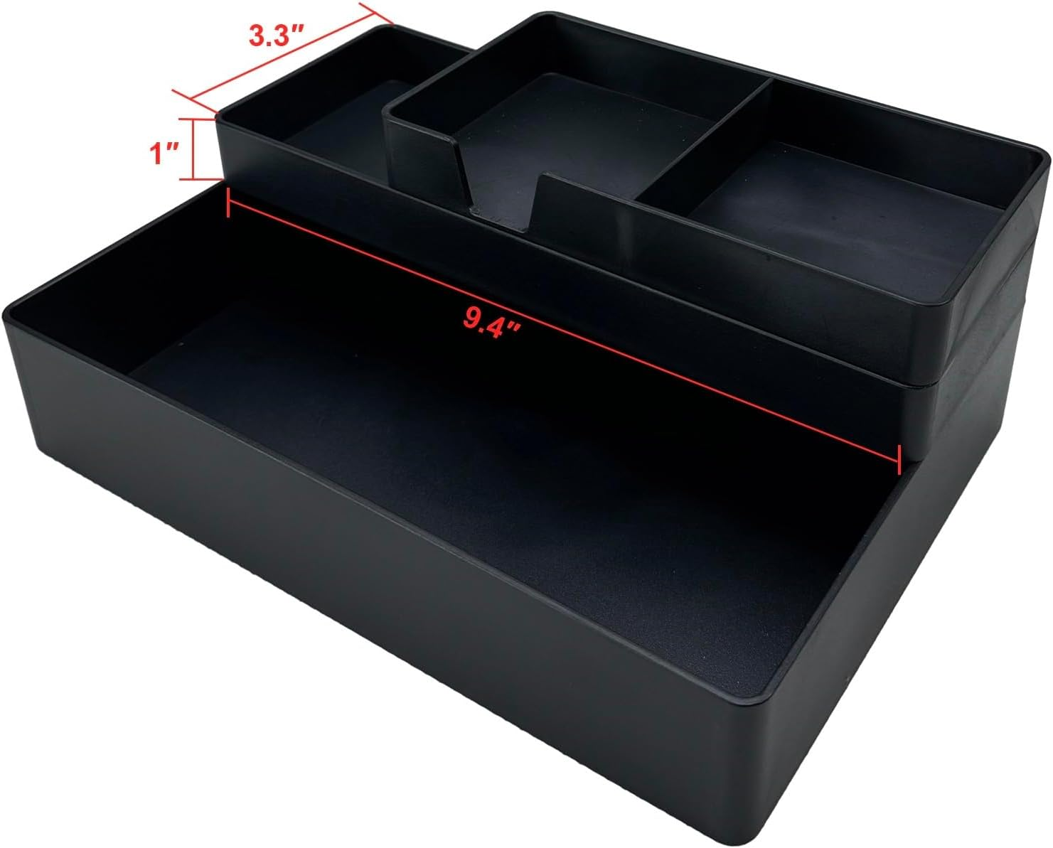 Amazon Basics Plastic Desk Organizer - Half Accessory Tray, Black image number 3