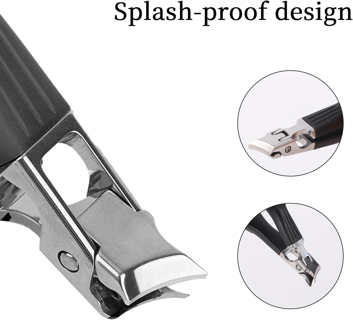 BOXOB Jaw Opening Anti-Splash Slanted Nail Clipper, Black Nail Clippers Stainless Steel Household Fingernail Trimmer for Women and Men Pet