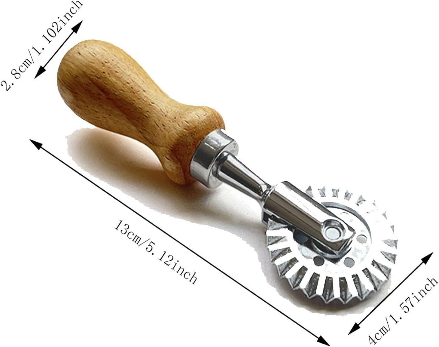 Shengsenfu Pasta Maker Cutter Wheel, Pastry Wheel Cutter, Ravioli Maker with Zinc Alloy Blade, Wooden Handle