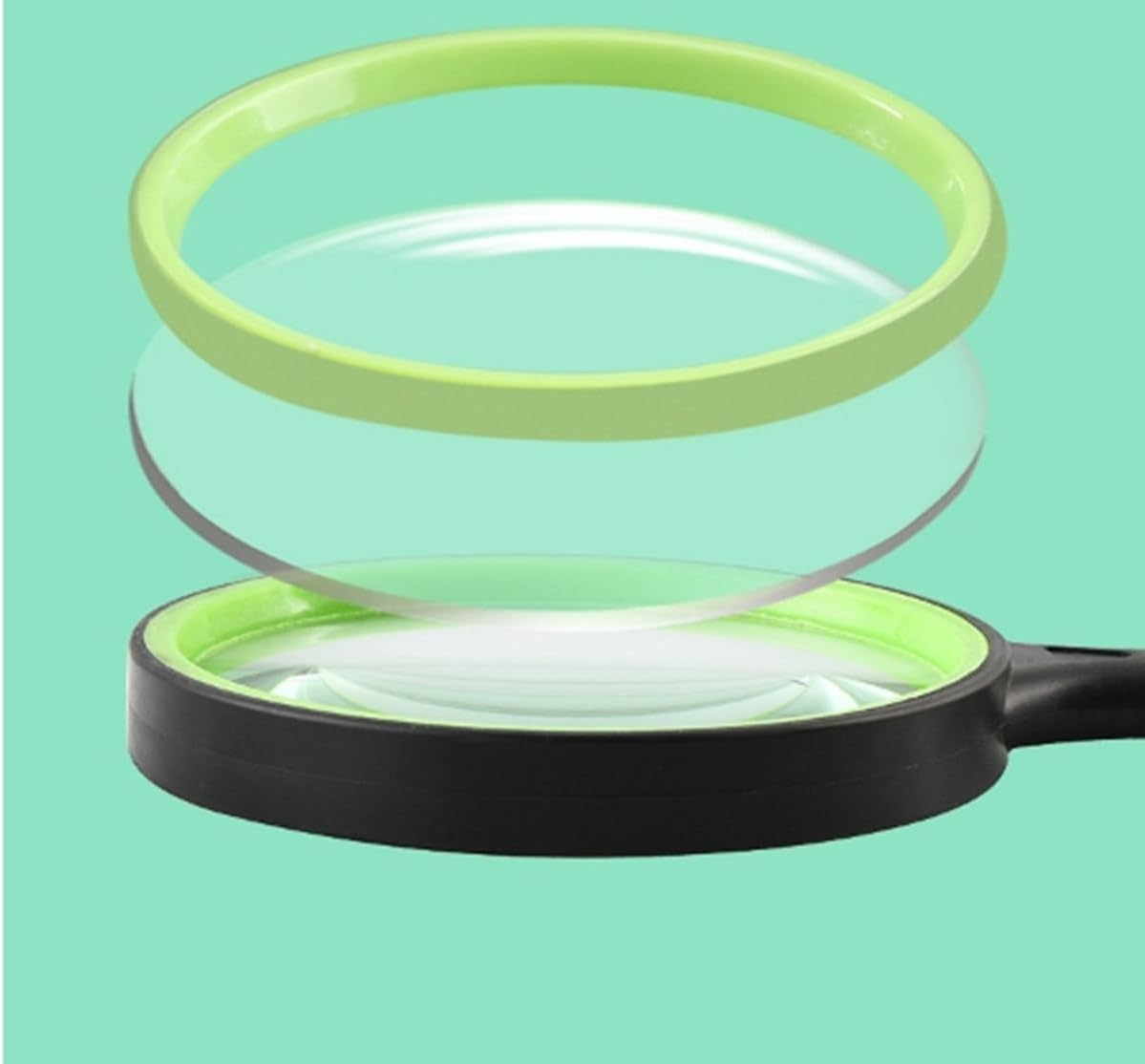 Large Magnifying Glass 10X Handheld Reading Magnifier for Seniors & Kids - 100MM 4INCHES Real Glass Magnifying Lens for Book Newspaper Reading, Insect and Hobby Observation, Classroom Science (Green)