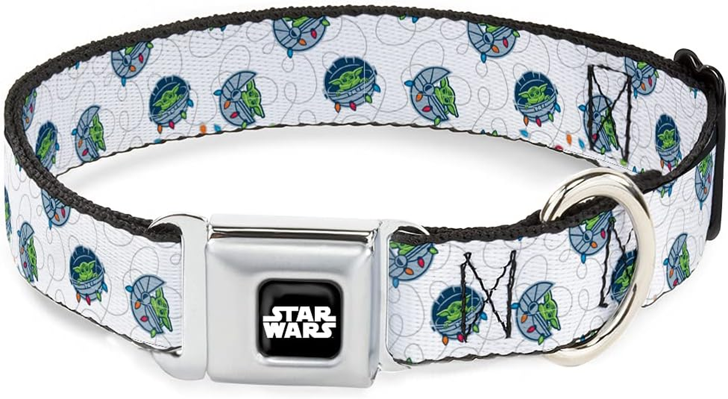 Dog Collar Seatbelt Buckle Star Wars the Child Holiday Carriage Pod Scattered White Gray 9.5 to 13 Inches 1.0 Inch Wide image number 6