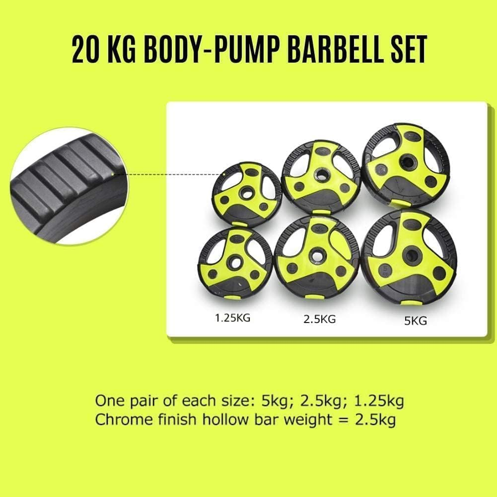 20Kg Aerobic Barbell Set Crossfit Barbell Pump Set Standard Barbell Weights Plates for Bodybuilding, Weightlifting, Fitness Sports Gym Equipment