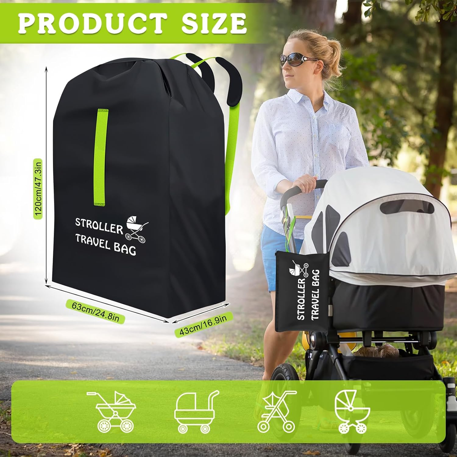 Car Seat Bags for Air Travel - Durable Baby Carseat Cover for Airplane Travel Gate Check Bag - Double/Single/Jogging Car Seat Travel Bag for Airplane & Stroller Padded Bag for Airplane (Extra Large) image number 6