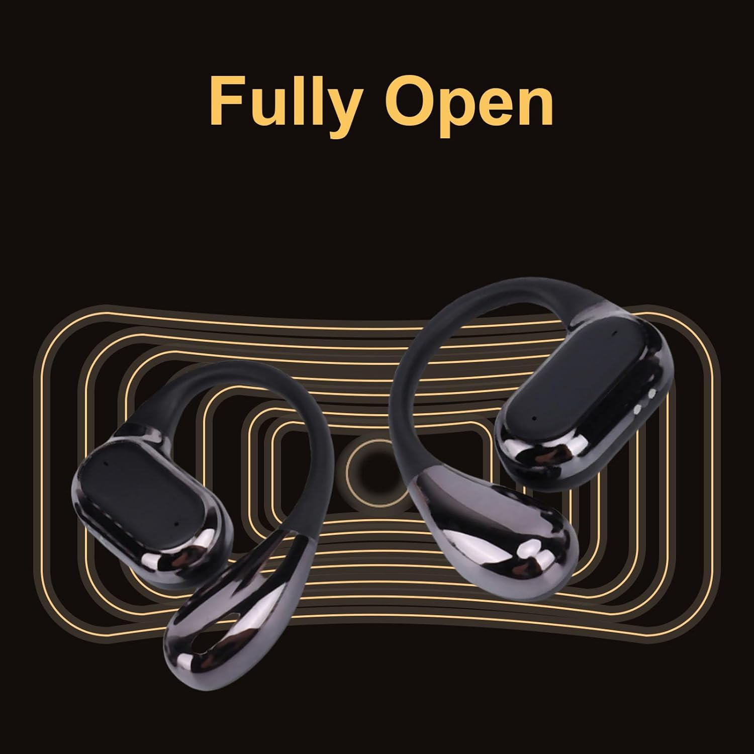 Pomya over Ear Headphones, Wireless Earhook Earbuds ENC Noise Cancellation, Hifi Sound Bluetooth Earphones 60H Playtime for Sports Meeting Workout (Black) image number 2