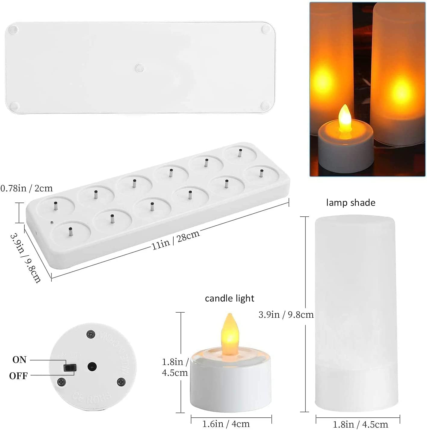 Flameless Candles with Rechargeable Base Led Candles Flickering LED Tea Lights Unscented Tealight Warm White Plastic Realistic Candle Party Decoration Upgraded Tea Candle Set of 12 NO Need Battery image number 1