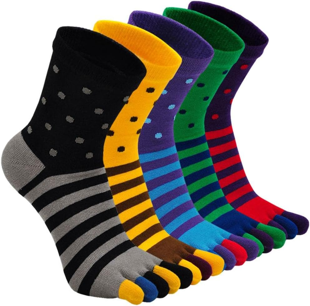 Mens Toe Socks Crew Running Five Finger Socks Cotton image number 1