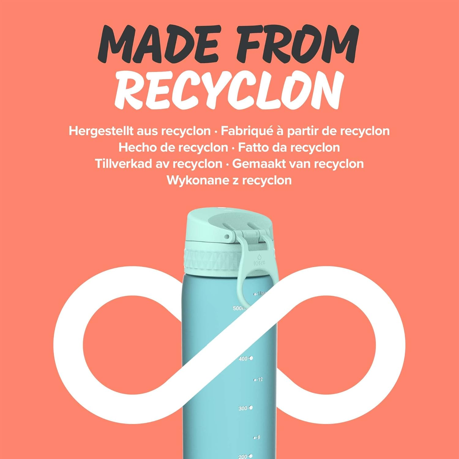 Ion8 500Ml Water Bottle, BPA Free, Leakproof, Dishwasher Safe, Easy Open, Secure Lock, Clear Drinks Bottle for Boys & Girls, Small Gym Sports Drinking Water Bottle 500Ml image number 3