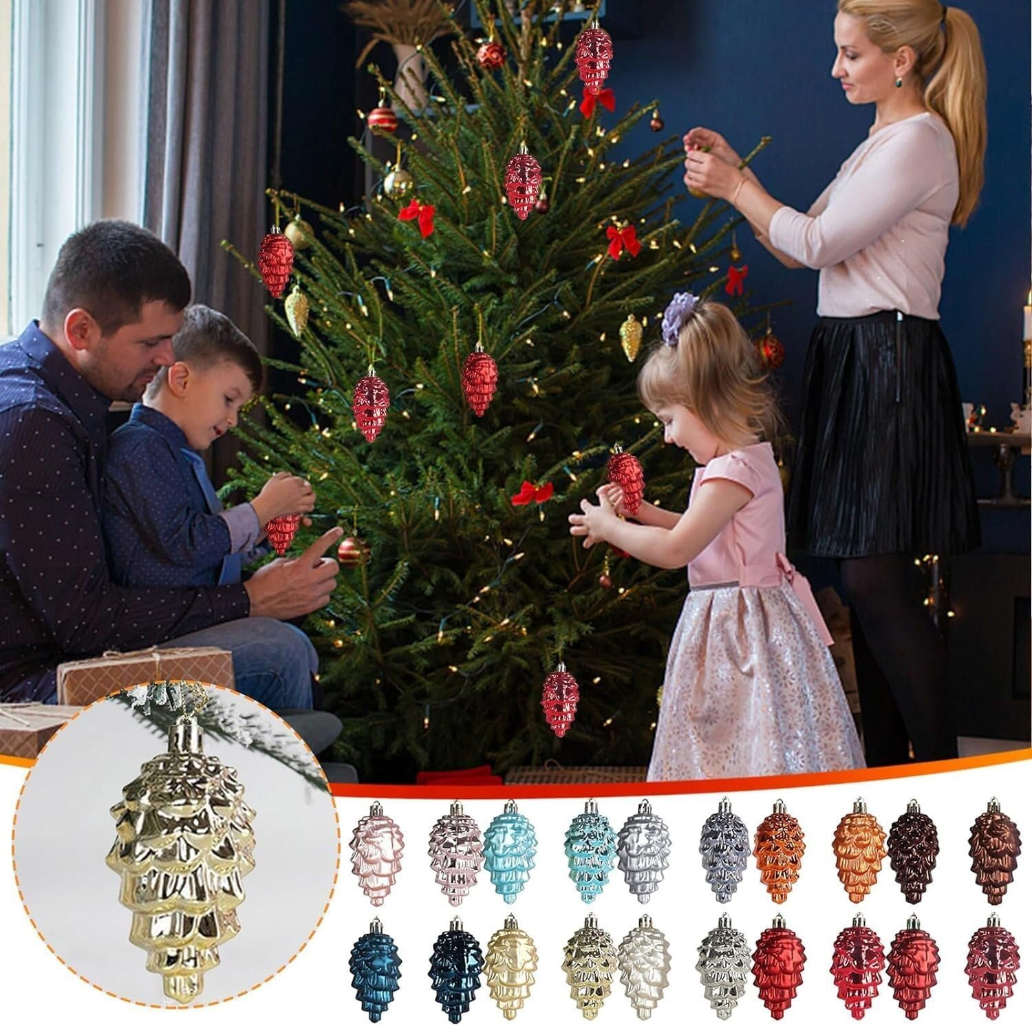 Christmas Baubles Christmas Ball Ornaments 8Pcs Christmas Ball Christmas Decorations Christmas Tree Pinecone Ornaments Hanging for Christmas Tree Decor Christmas Balls Set Xmas Balls (Color : Silver image number 4