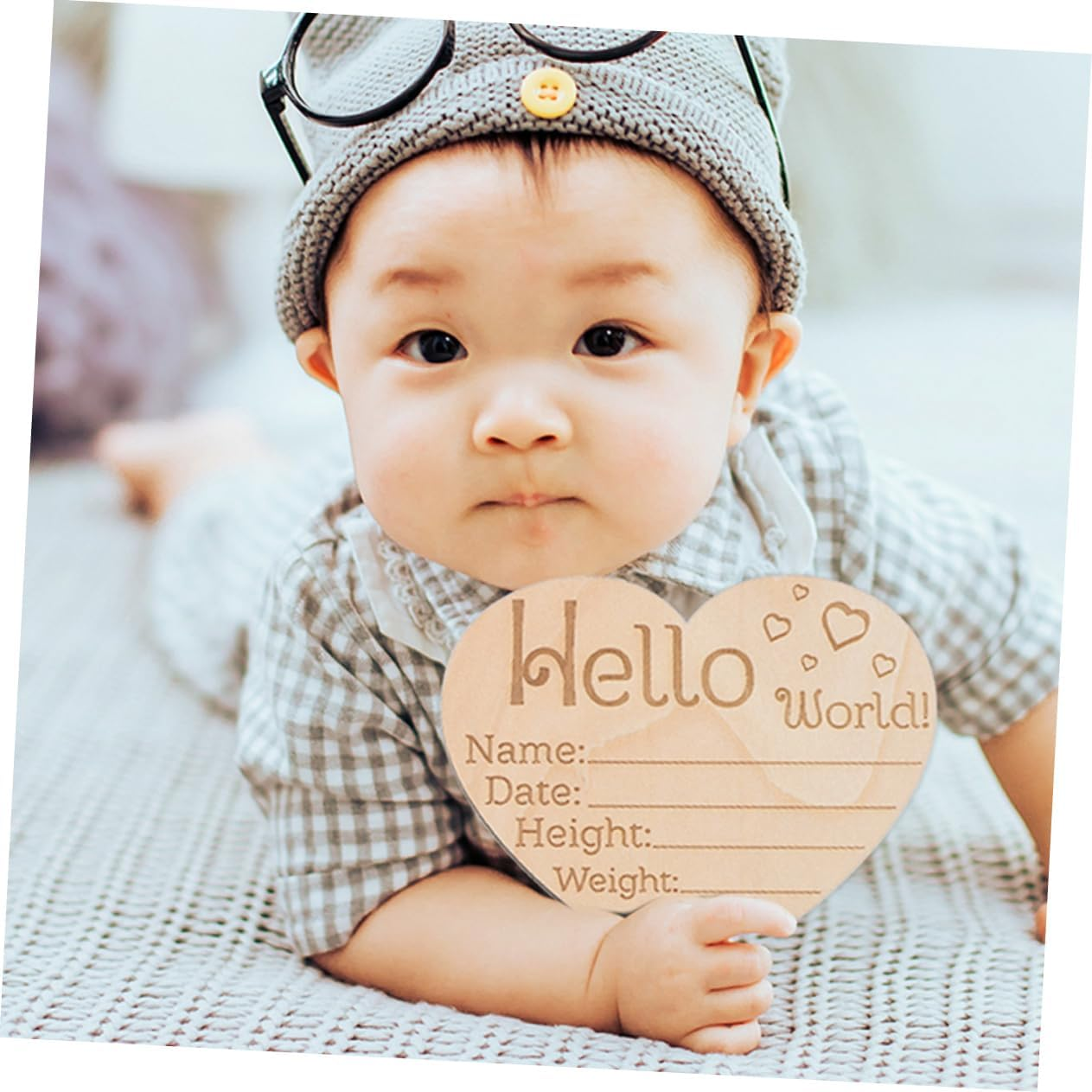 Yardenfun 4Pcs Wooden Name Sign Birth Announcement Milestone Disc for Newborn Photography Props Unique Growth Memory Signs for Special Moments image number 4