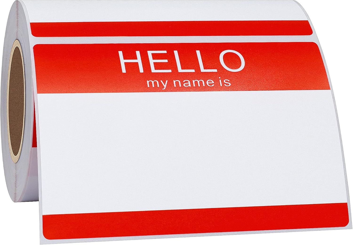 Hybsk Hello My Name Is Red Name Tag Identification Stickers 3-1/2&rdquo; X 2-3/8&rdquo; Total 200 Labels per Roll Name Stickers (Red)