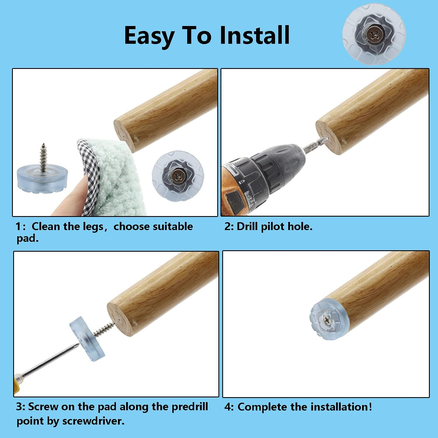 20PCS Screw on Furniture Pads,Ttzeze Heavy Duty round Furniture Sliders for Wooden Chair Legs and Feet,Best Floor Gliders to Protect Hardwood Floors,Table/Chair/Cabinet/Sofa Rubber Glides with Screws image number 1