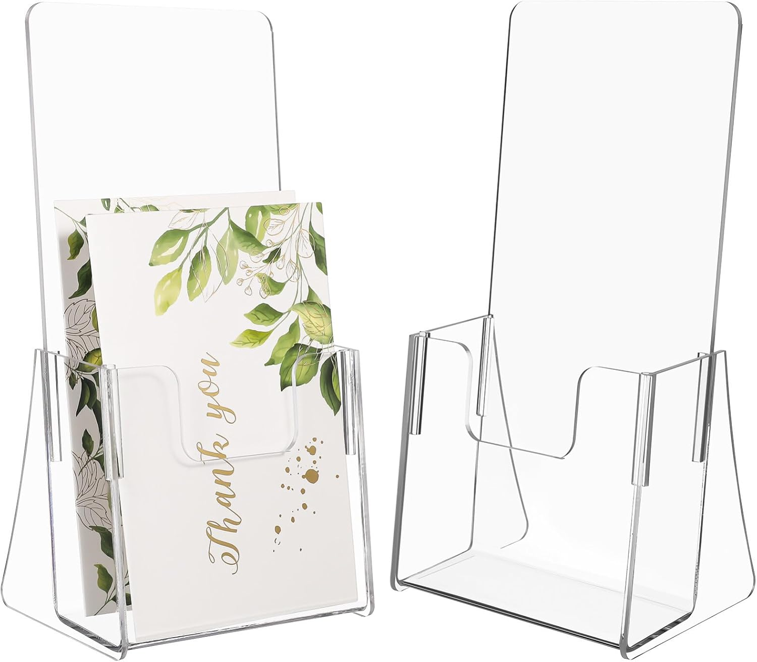 HOODANCOS Acrylic Brochure Display Stand 2 Pack Clear Pamphlet Holder for Desk Countertop Office Storage Organizer Transparent Magazine Rack 9X4X3 Inches image number 6