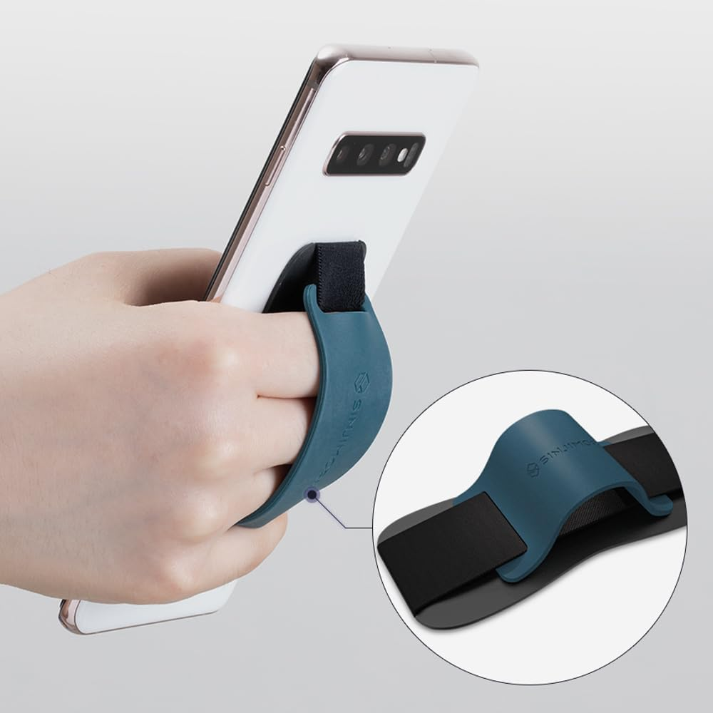 Sinjimoru Silicone Mobile Phone Grip with Stand, Cell Phone Stand for Desk & Secure Iphone Holder Strap for All Smartphone. Sinji Grip Silicone Black image number 3