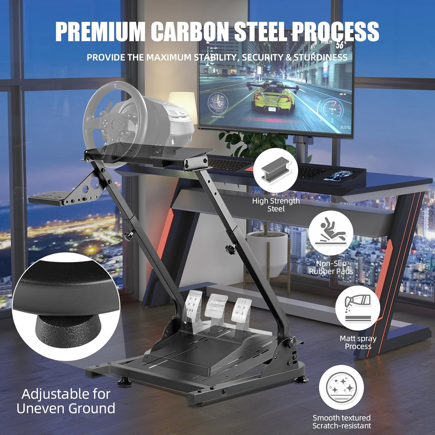 Grefinity Racing Steering Wheel Stand，Height Adjustable Steering Wheel Stand for Logitech G29 G920 G923 G27 G25 for Thrustmaster T248X T248 T300RS T150 458 TX Xbox PS4 PS5 image number 3