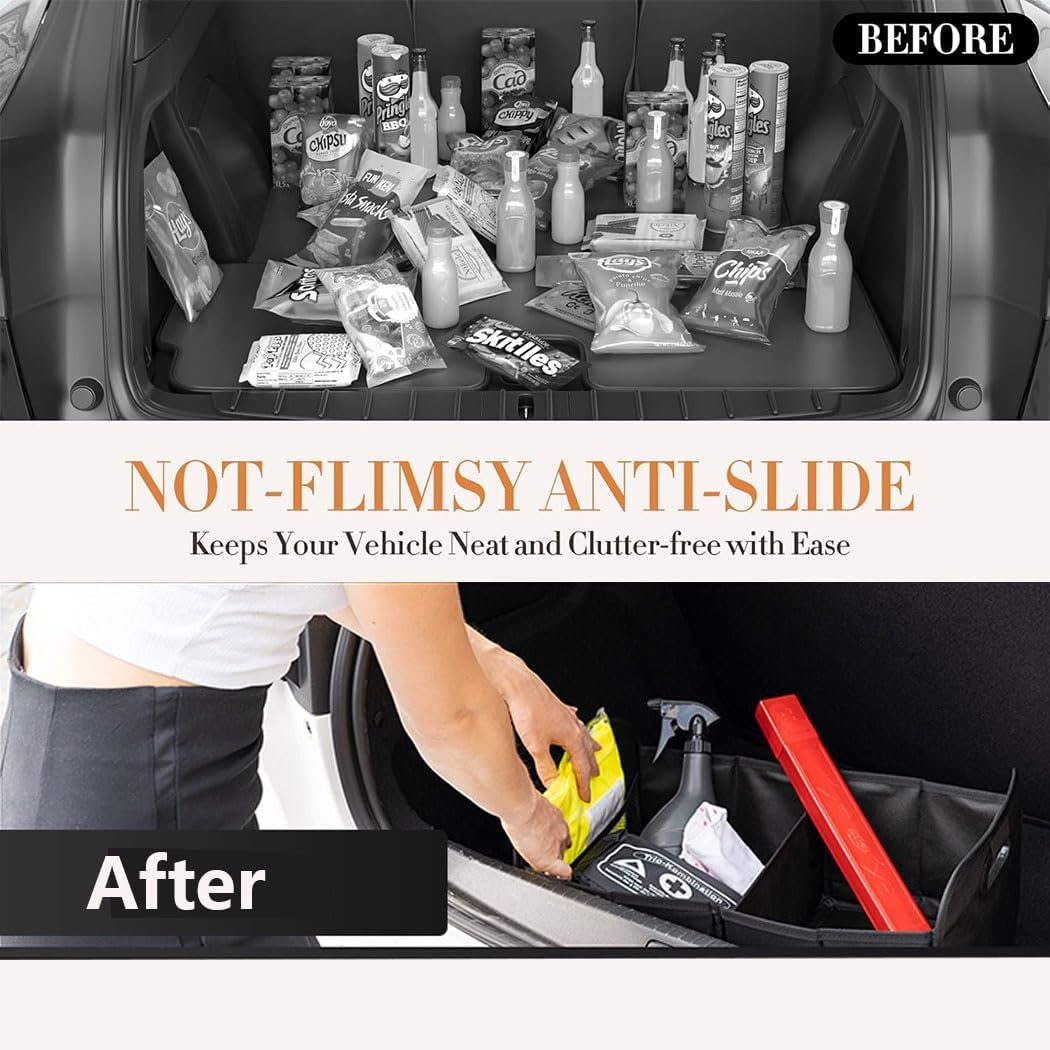 Idopick Car Trunk Organizer, Collapsible Waterproof Premium Oxford Cargo Storage, Multi-Compartment Foldable Trunk Groceries Organizer, Auto Accessories Universal for Suv,Truck,Sedan Jeep image number 5