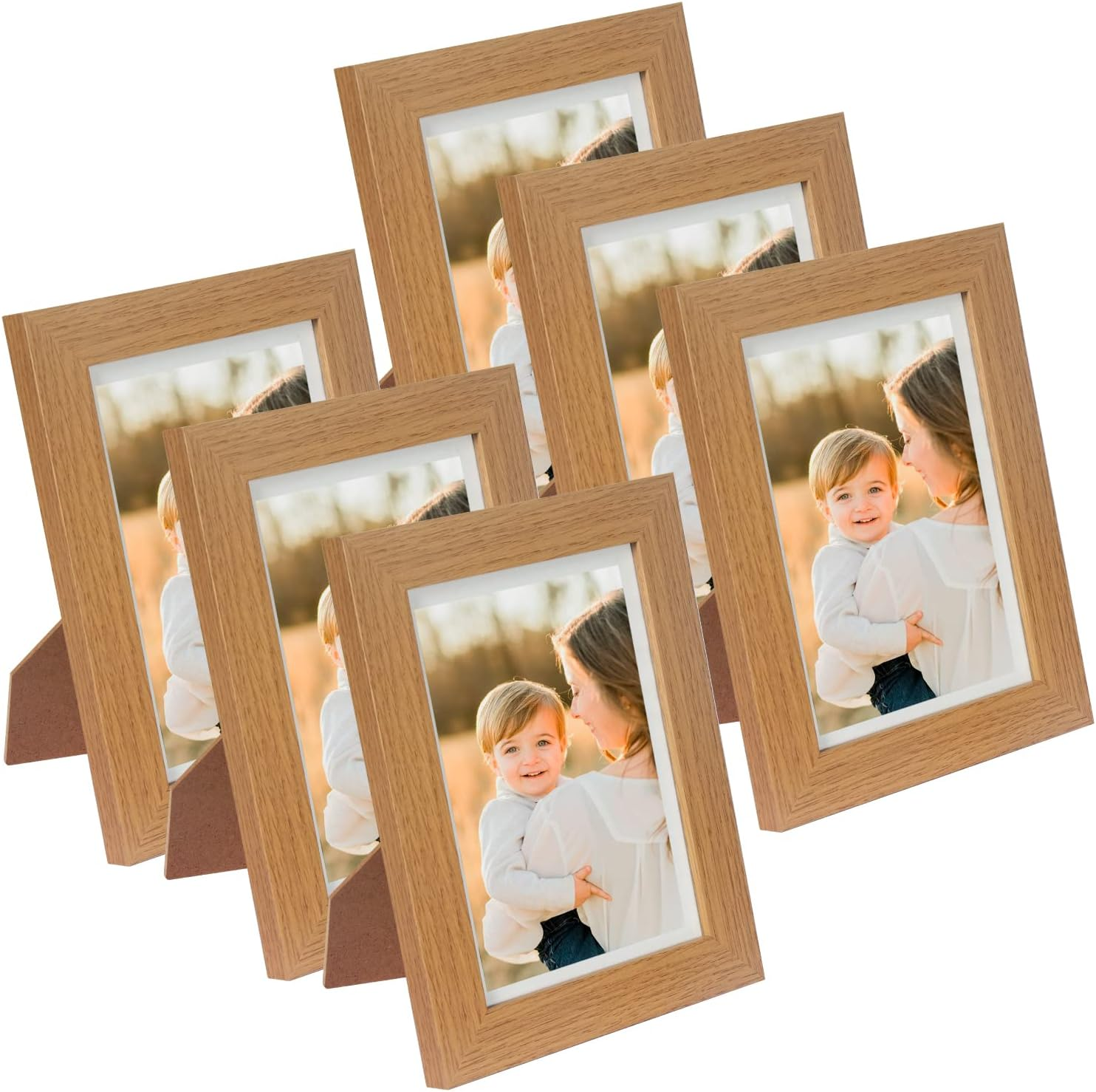 Q.Hou 8X10 Picture Frame Wood Patten Rustic Brown Photo Frames Packs 4 with High Difinition Glass for Tabletop or Wall Decor (AU-QH-PF8X10-BR)