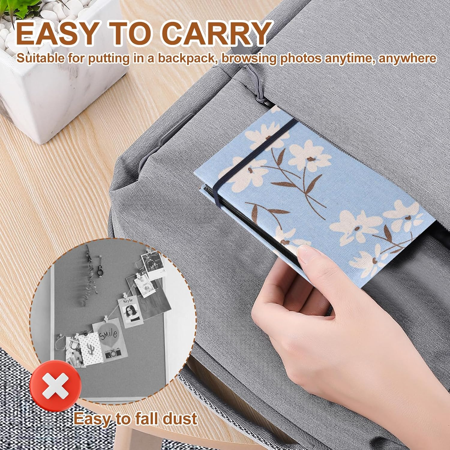 4Pcs Photo Albums,Flip Photo Album,Cloth Covered Portable Memory Book,Light and Portable Photo Album Book,Large Capacity Photo Album Book for Holiday