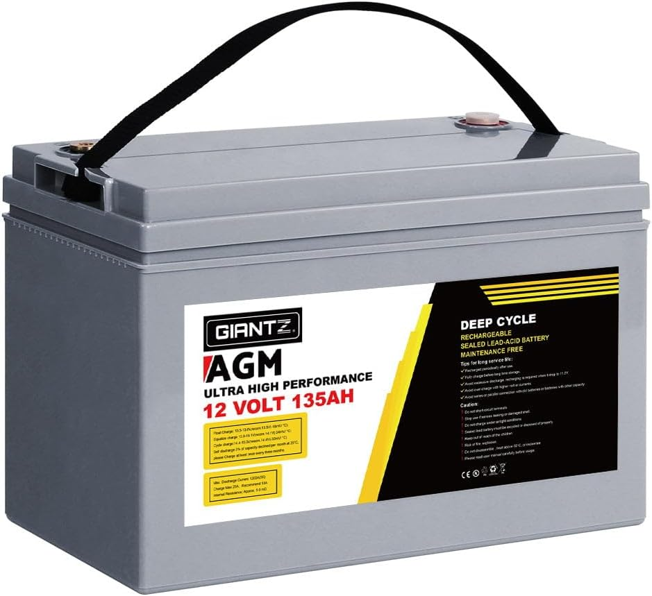 Giantz 170Ah AGM Deep Cycle Battery, Recharge Batterys 4Wd Charging Portable, 1400 Cycles Long Life High Performance for Solar Camper Trailer Caravan Camping Car Power Supply