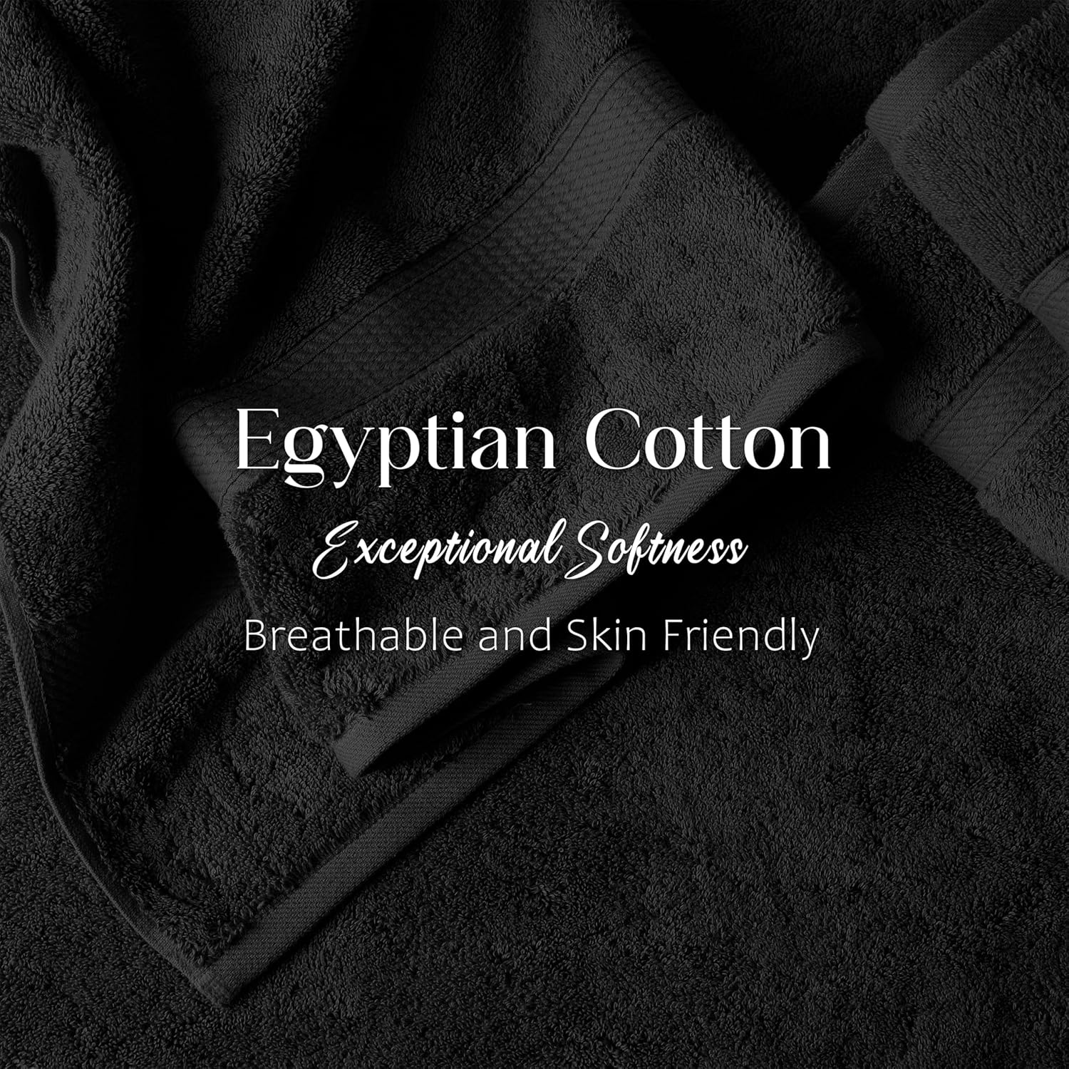 Superior 900 GSM Luxury Bathroom Towels, Made of 100% Premium Long-Staple Combed Cotton, Set of 2 Hotel & Spa Quality Bath Towels - Black, 30" X 55" Each image number 3