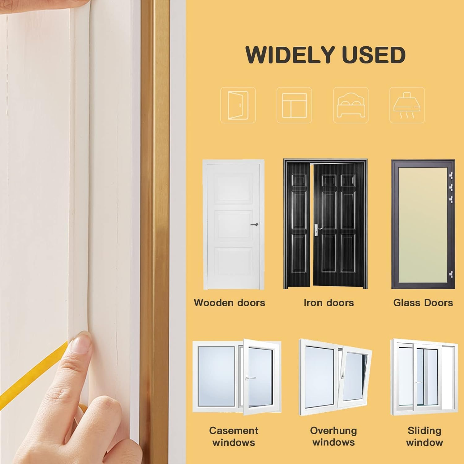 Door Weather Stripping, Window Seal Strip, Sponge Rubbertape for Doors and Windows Self-Adhesive Weather Strip Door Seal, Soundproof Strip Insulation Gap Blocker - Seals Totaling 20 FT &ndash; White image number 4