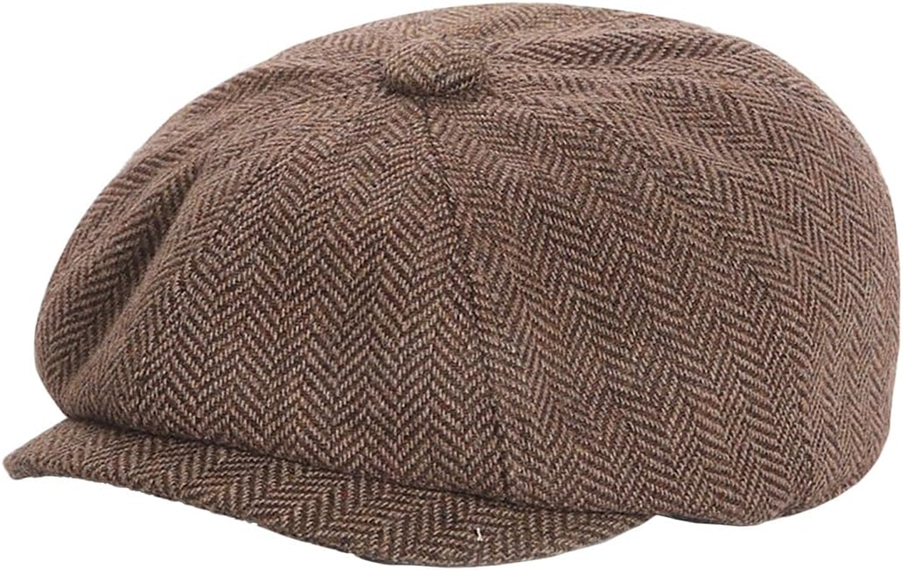 Unisex Parent-Child Beret Cap Tweed Flat Cap Octagonal Newsboy Gatsby Peaked Cap