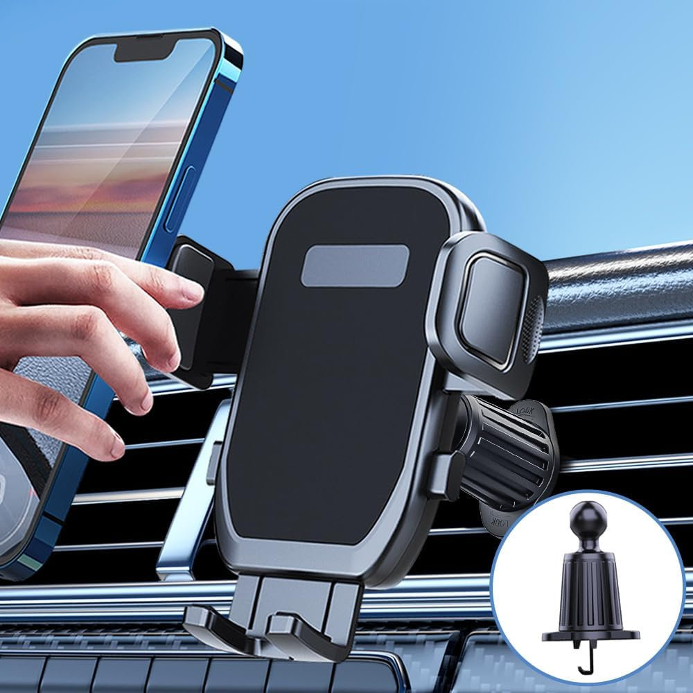 Phone Car Mount with 360 Rotation, Car Phone Holder, Air Vent, Universal Fit, Easy Installation, Compatible with Iphone/Samsung/Nokia, Black image number 4