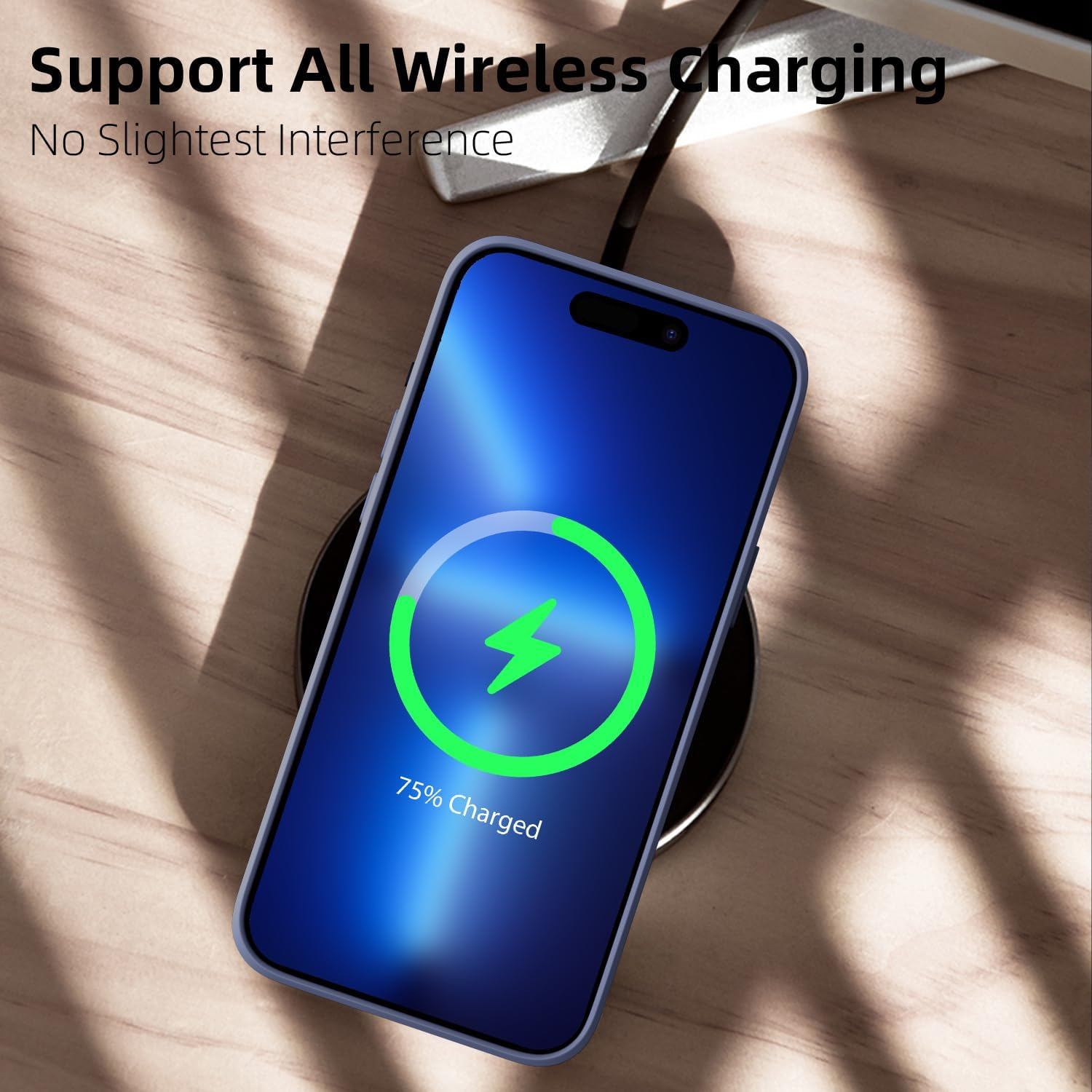 Elestbela Iphone 16 Slim Silicone Case, Ultra Thin, Blue Grey image number 5