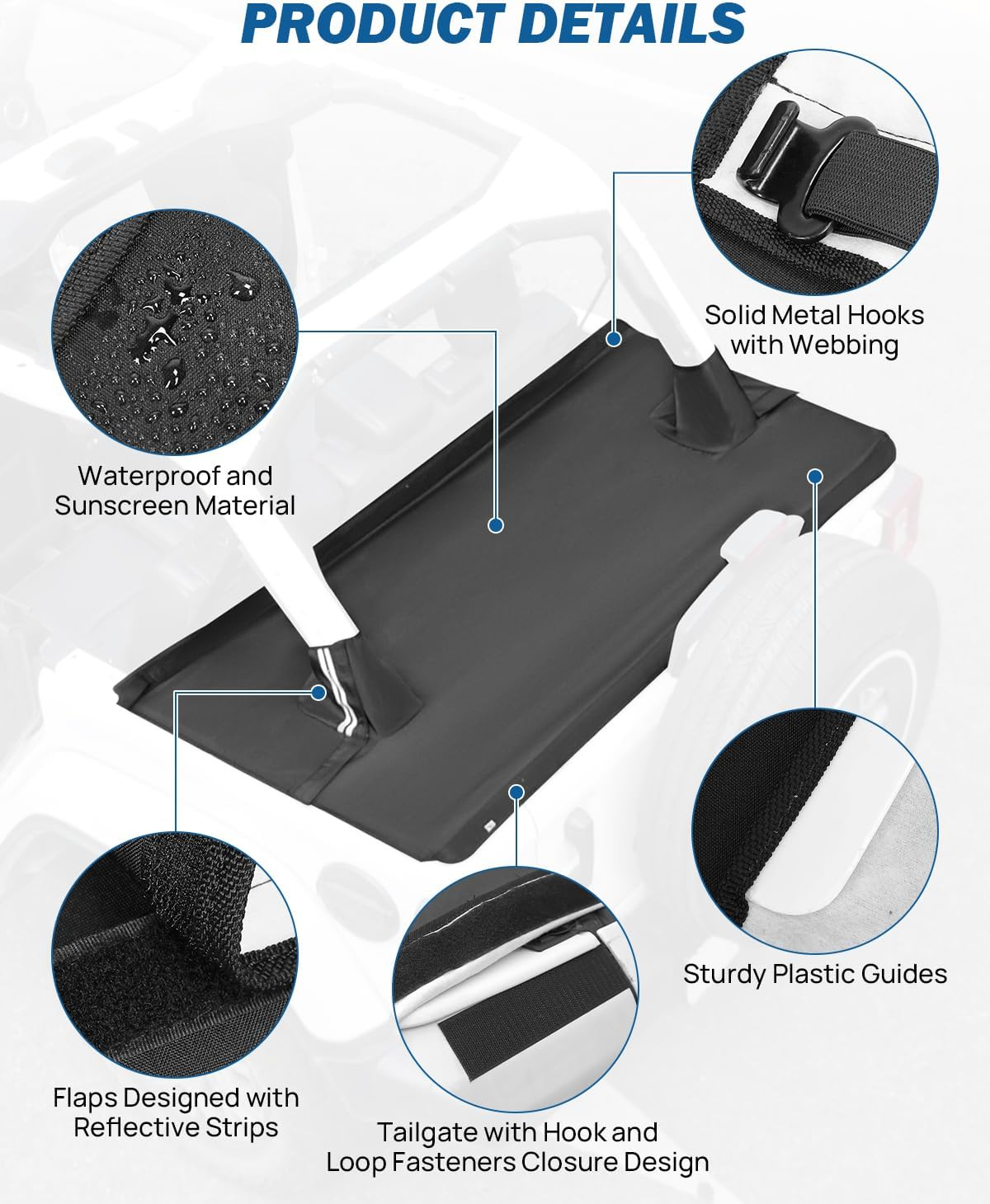 JOYTUTUS Tonneau Cover 4 Door Compatible with Wrangler JLU, Trunk Cargo Cover Tailgate Cover JL Accessories for 2018-2025 Wrangler JL Unlimited