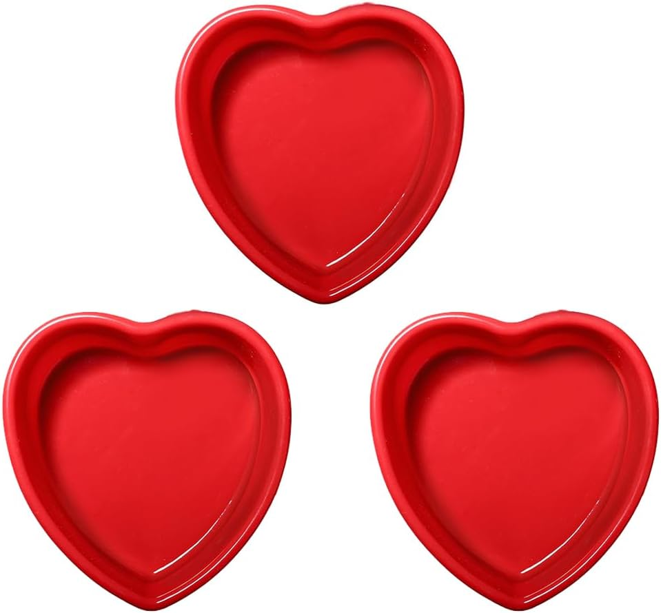 3 Pack Heart Shaped Cake Pans, 23.3Cm Silicone Cake Molds, Reusable Cake Baking Tray, Nonstick Cheesecake Molds, Heat Resistant Cake Tins for Cake Cheesecake Chiffon Cake Muffin image number 5