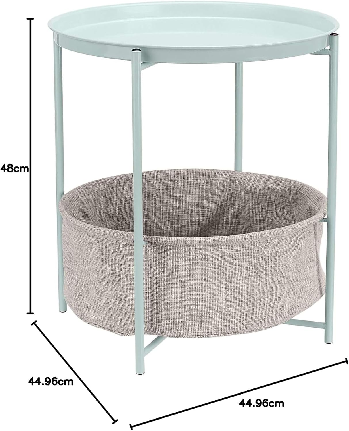 Amazon Basics round Storage End Table, Side Table with Cloth Basket, Mint Green/Heather Gray, 45.72 Cm X 45.72 Cm X 48.26 Cm image number 5