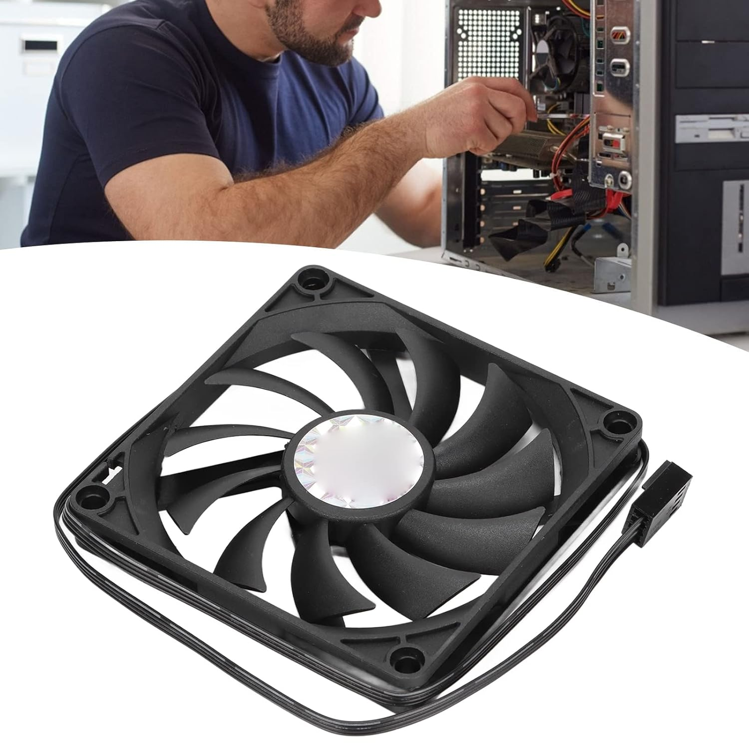 Diyeeni Computer Case Cooling Fan, 12V 4Pin PWM Silent Chassis Fan, 80Mm Silent Fans for Computer Cases, 2500 RPM Hydraulic Bearing, Long Life up to 40,000 Hours image number 2