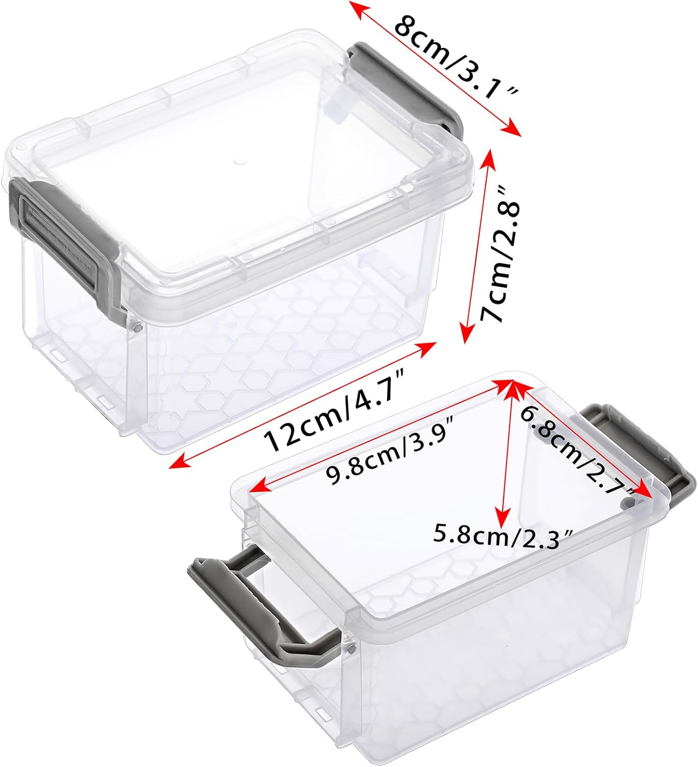 OGA 10 Small Transparent Storage Boxes, Plastic Organiser with Lid, Stackable Storage Containers for Office Supplies, Stationery, Craft Accessories, Hardware 12 X 8 X 7 Cm (Boxes Only) image number 1