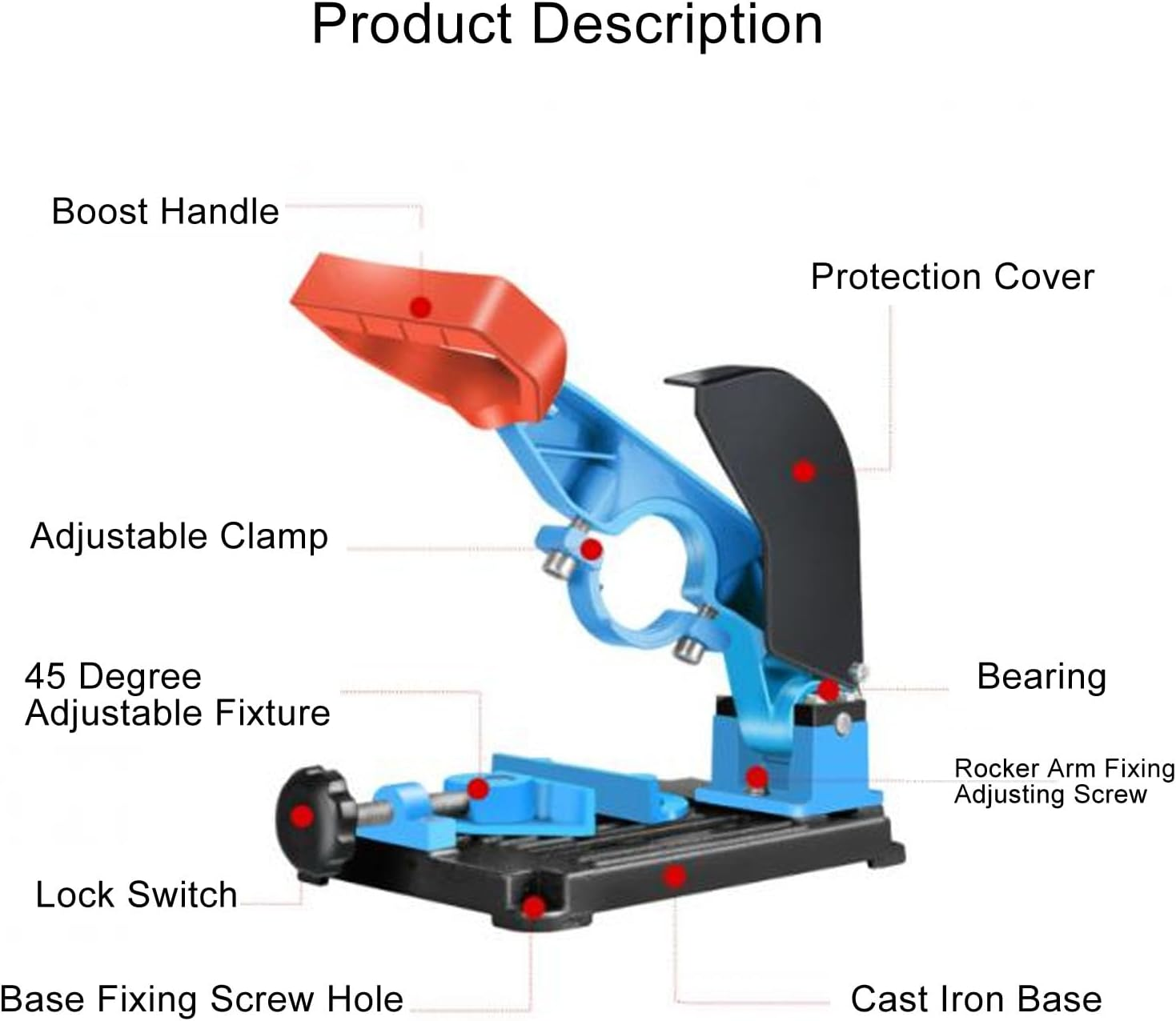 Angle Grinder Stand - 80Mm 45 Degree Clamping Range Adjustable Accessories, High Accuracy Fixed Holder with Lightweight Workbench image number 4