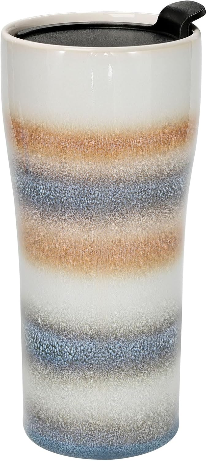 Kopmath Double Wall Ceramic Coffee Mug with Lid, 15Oz Large Travel Coffee Mug, Splash Resistant, Dishwasher Microwave Safe, Fit for Cup Holder, Insulated Cup, Keep Coffee Flavor, Gift