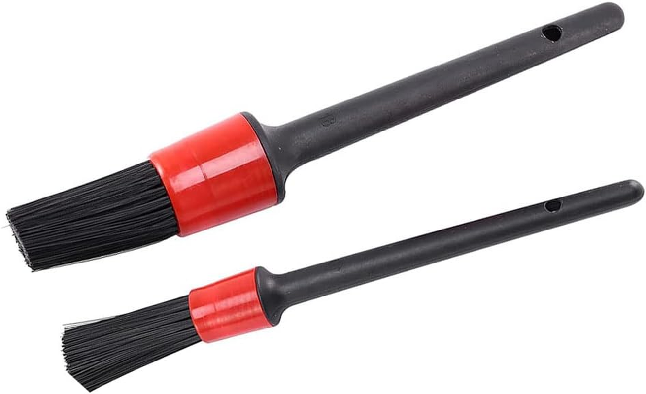 CAASFOOY 5 Pcs Car Detailing Brush,Auto Detailing Brush Set Perfect for Car Motorcycle Automotive Cleaning Wheels, Dashboard, Interior, Exterior,Air Vents, Leather, Engine, Air, Emblems(Red) image number 2