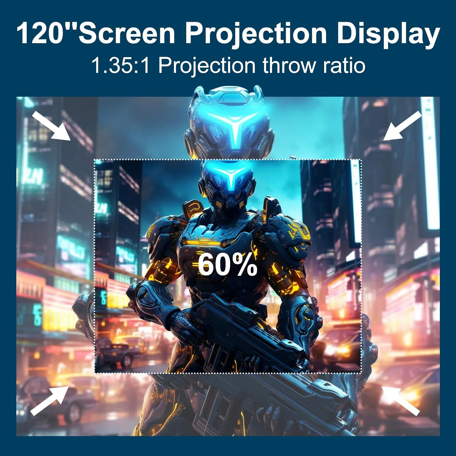 Mini Projector with Wifi 6 & Bluetooth, 240 ANSI Portable Projector, 4K 1080P Supported, 90&deg; Adjustable Hidden Stand, Smart Home Theater Projector for Indoor & Outdoor Use image number 5