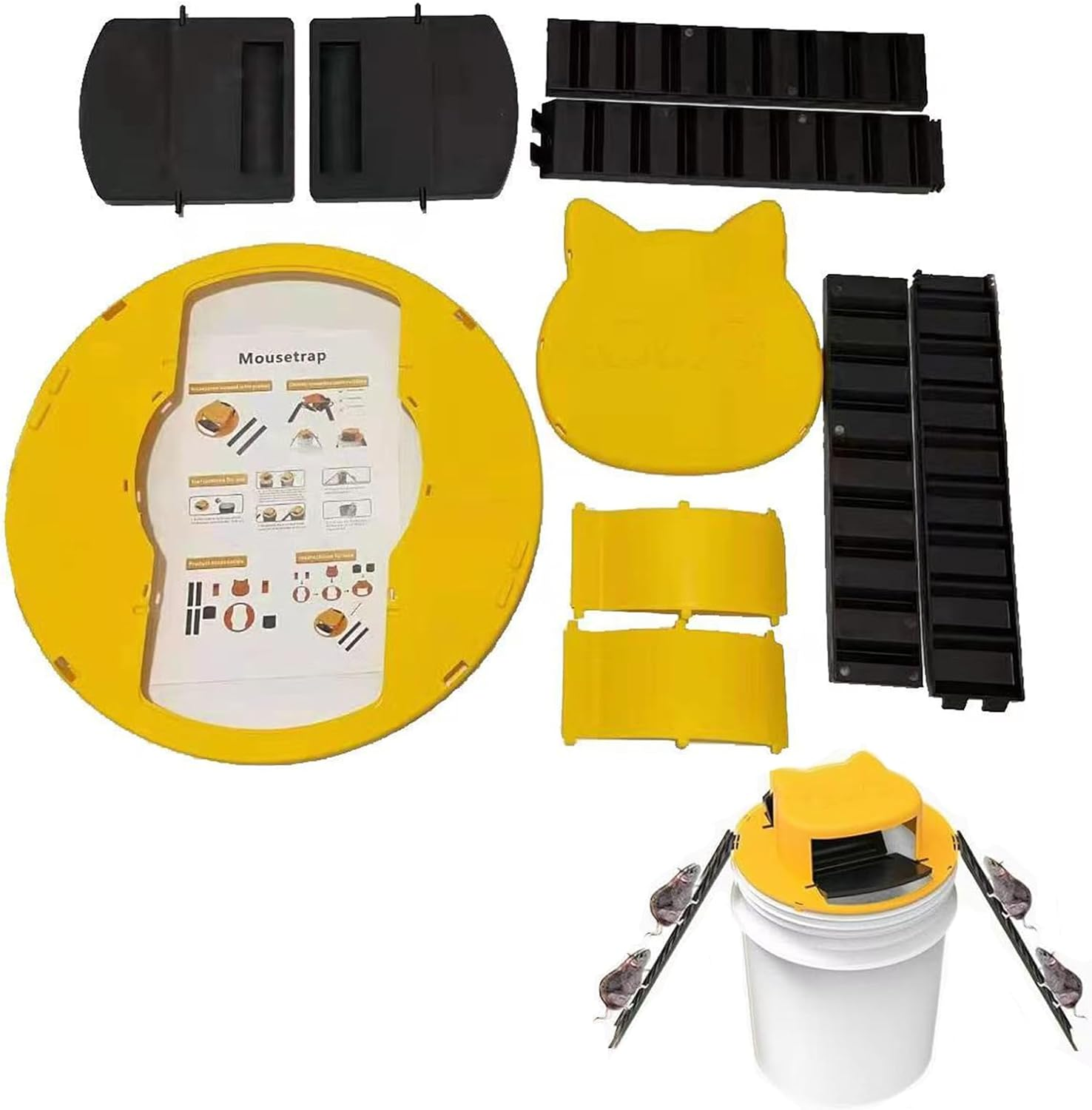 Yeanifeana Mouse Trap Bucket Lid, Dual Trap Door Design, Humane & Effective Rat/Mice/Chipmunk Traps for Indoor/Outdoor Use, Reusable Rodent Control with Quick-Catch Technology image number 2