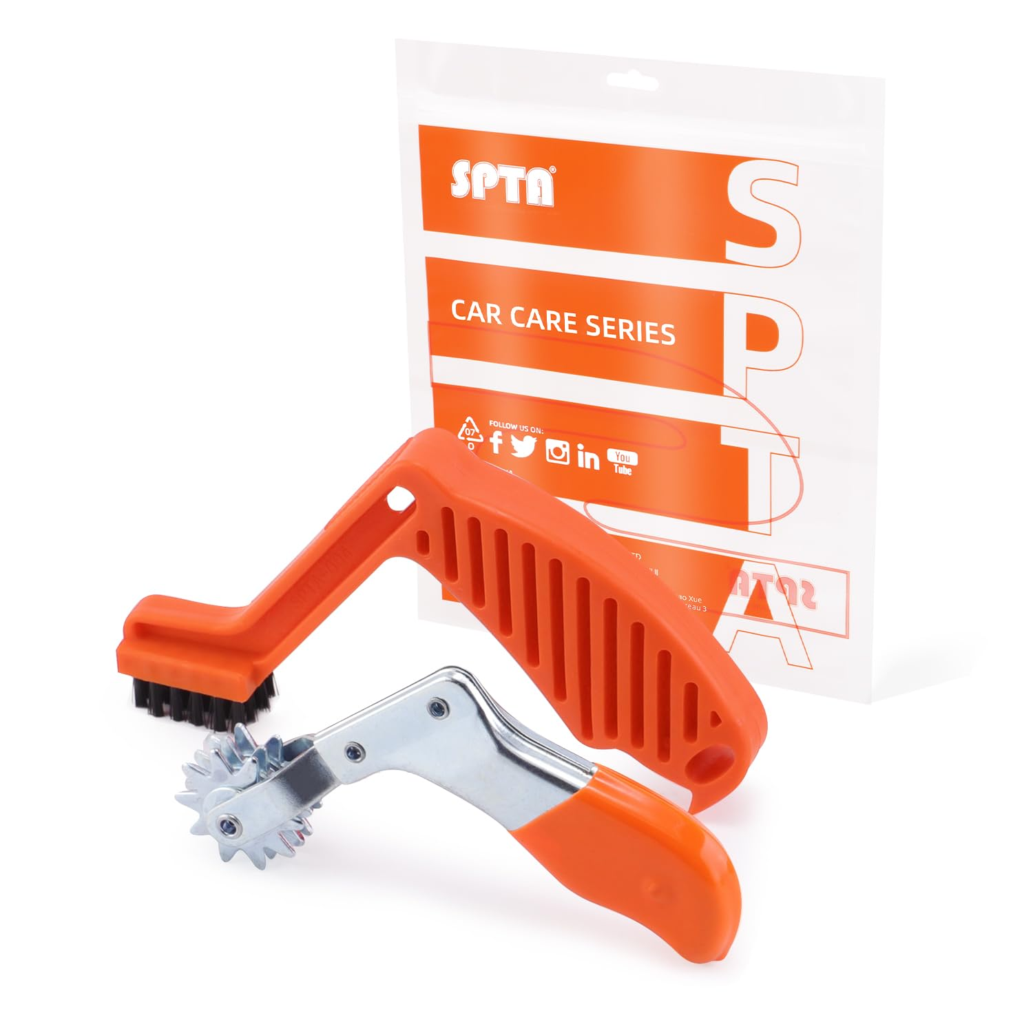 SPTA Wool Buffing Pad Cleaning Tool Set, Spur Tool + Foam Pad Brush, Car Buffing Pad Professional Cleaning Tool for Wool and Foam Pads image number 4