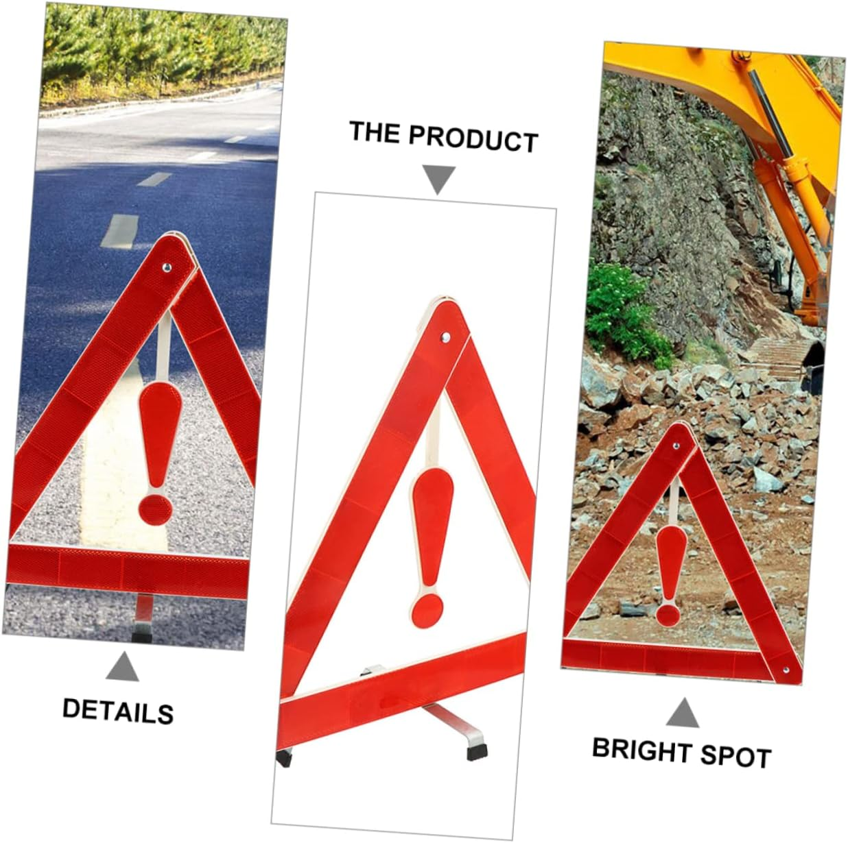 SOLUSTRE 4Pcs Car Warning Sign Warning Triangle Safety Sign Kit Automotive Triangles Road Safety Kit image number 6