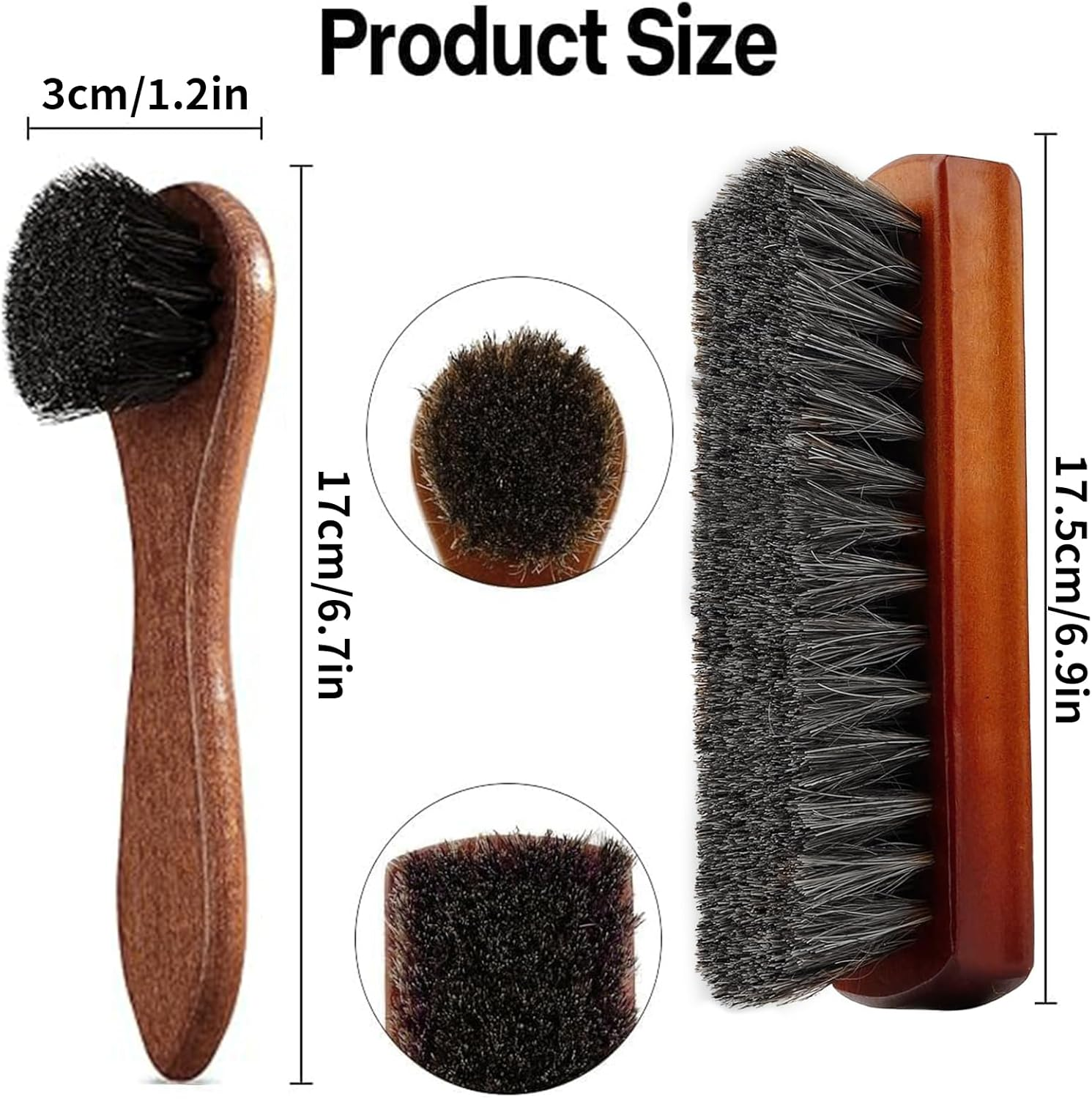 Itadaku 2 Pcs Horsehair Shoe Brush Set, Leather Cleaning and Polishing Brushes for Shoes, Boots, and Leather Goods, Shoe Polish Daubers Applicators for Effective Care & Maintenance image number 5